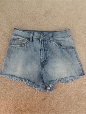 Rewash Light Blue Denim Frayed Hem Kids Shorts